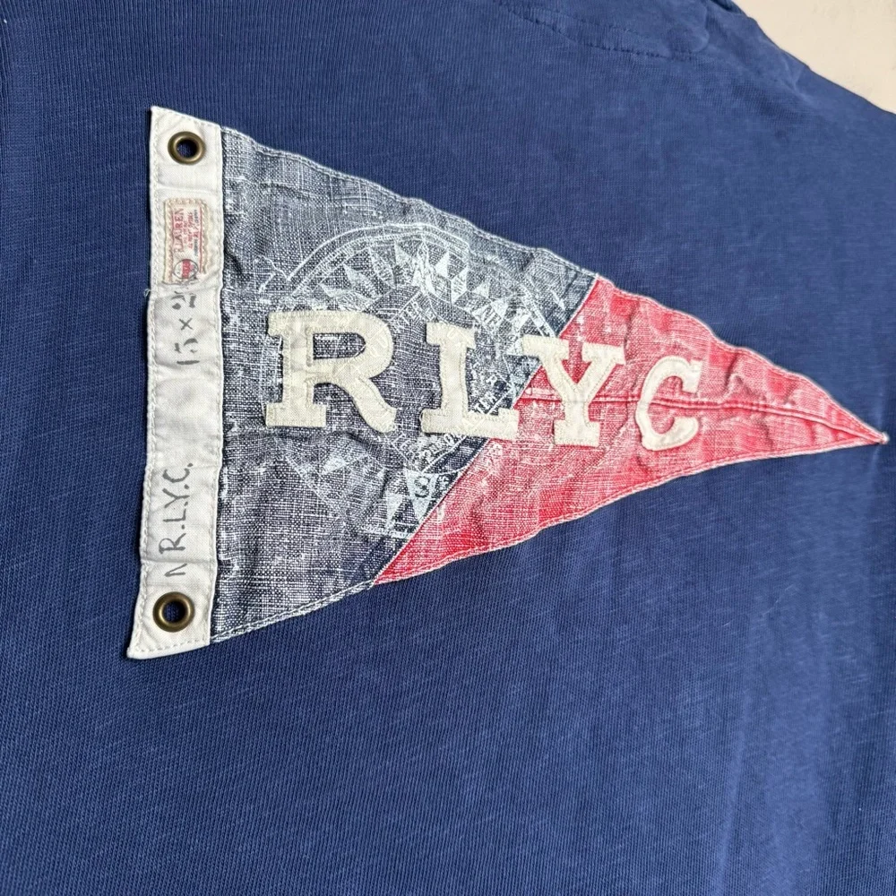 Polo Ralph Lauren RL Yacht Club Flag Patch Rugby Shirt Size XL
